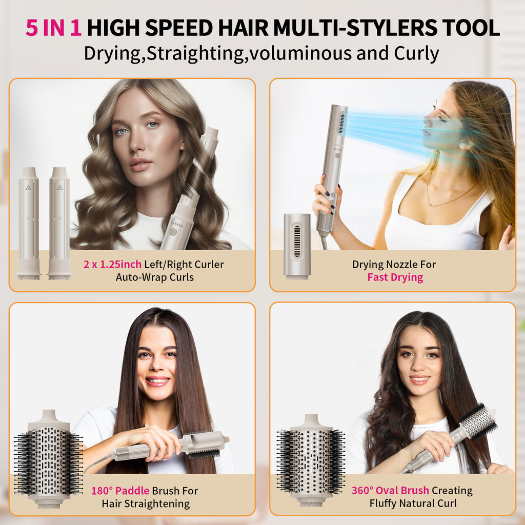 TASREAL 5-in-1 Hair Dryer Multi-Styler